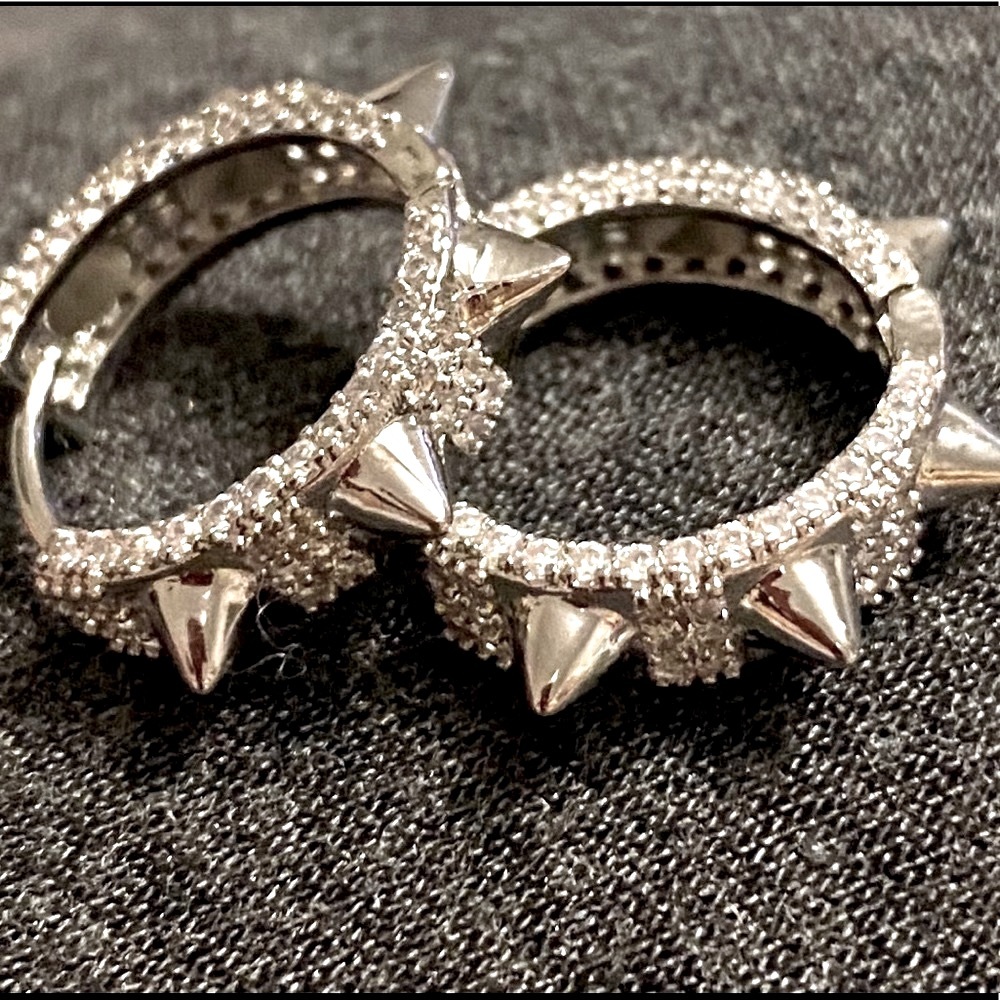 The Too Cool for School Sterling silver stud huggie earrings - Picture 7 of 11